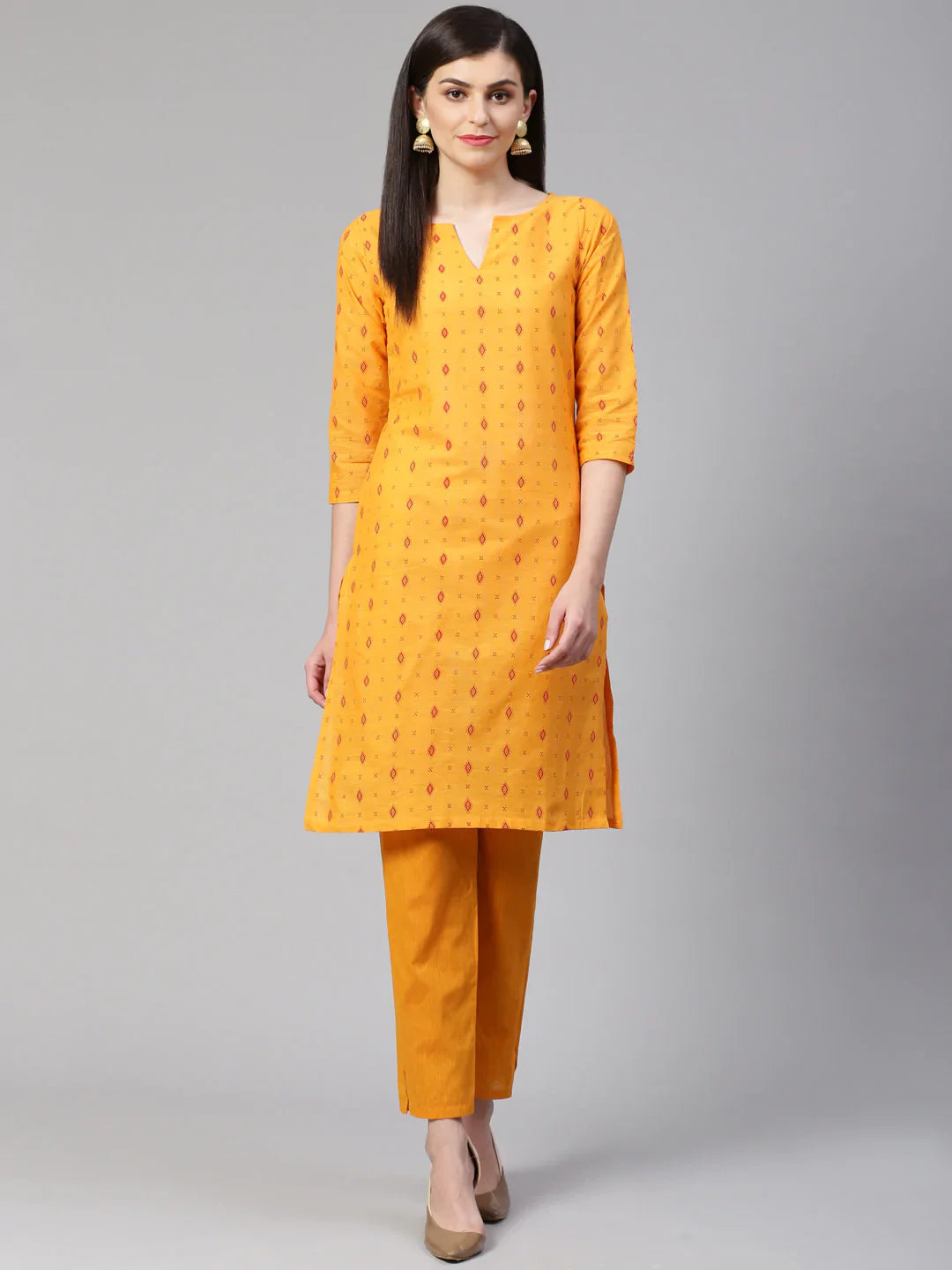 Women Yellow Printed Kurta With Trousers - Rasiya Trousers Floral Bohemian