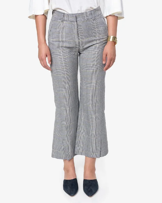 High Trouser in Yellow Check Trousers practical easy-care