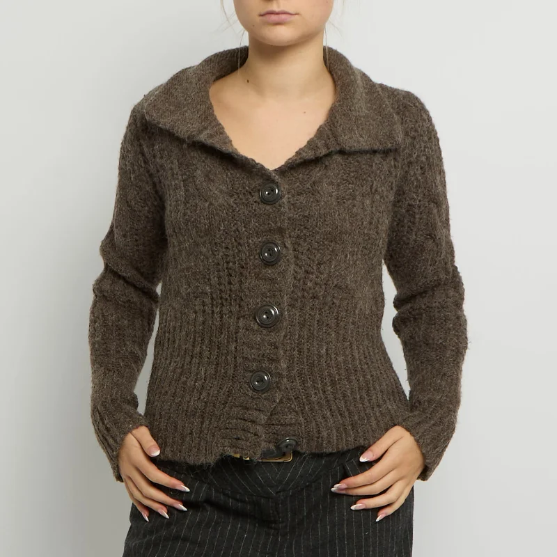 Chunky Knit Cardigan - UK 12 Thin Thick Dense