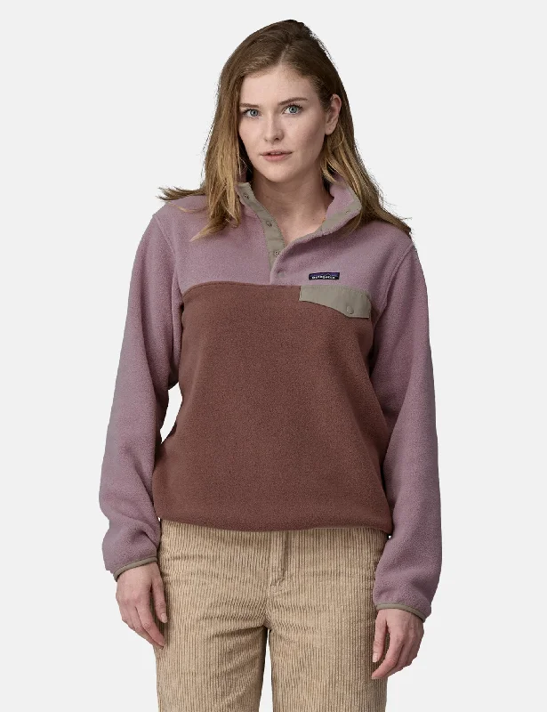 Patagonia Women's LW Synch Fleece Snap-T Pullover - Dulse Mauve Short Sleeve Top