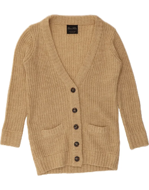 ZARA Womens Cardigan Sweater UK 16 Large Beige Mesh Fabric Canvas Fabric Denim Fabric