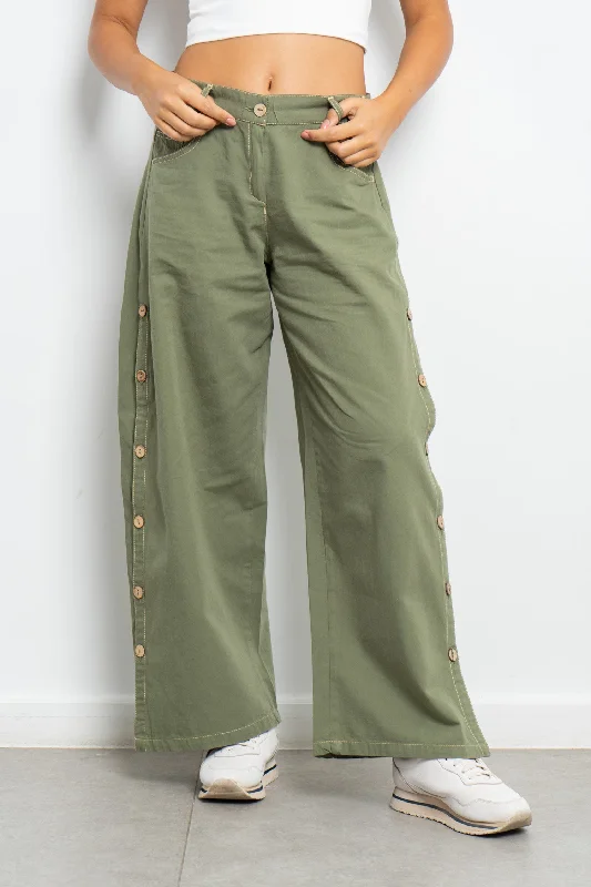 Buttoned Up Trousers - Azul Trousers Versatile Stylish