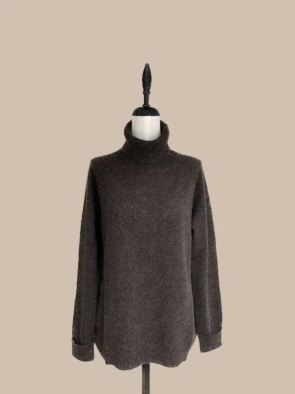 Zoraja Yak Sweater - Brown Notch Collar Peter Pan Collar Cowl Neck