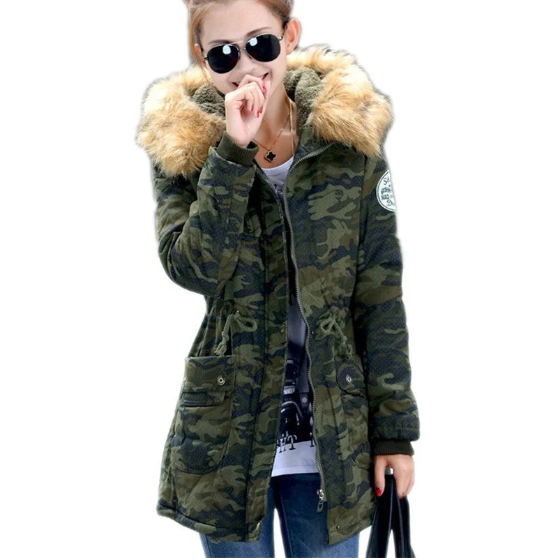 women winter coat wadded jacket medium-long plus size 4XL Parka fur collar thickening hood abrigos female snow wear Tailored Jacket Straight Jacket A-Line Jacket