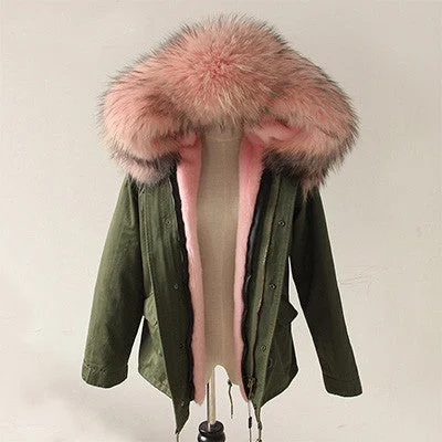 Green parka pink fur