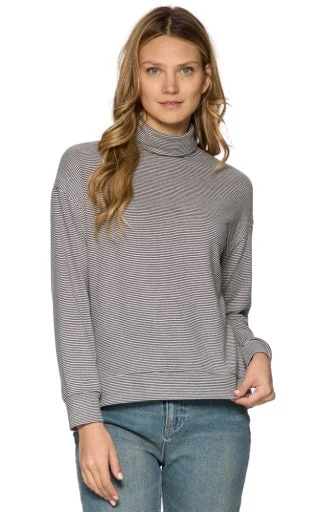 Pella Long Sleeve Turtleneck Pullover One Shoulder Top