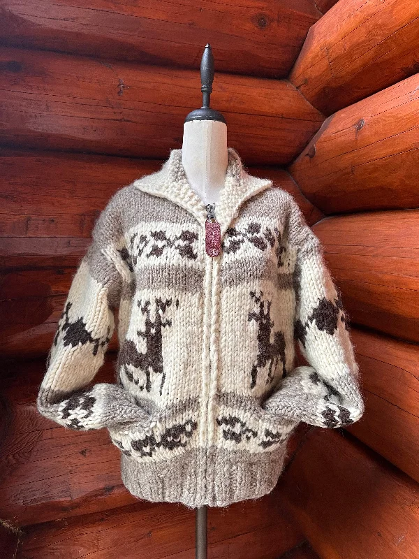 Canadian Knit Sweater - Deer - Small Elasticated Padded Insulated