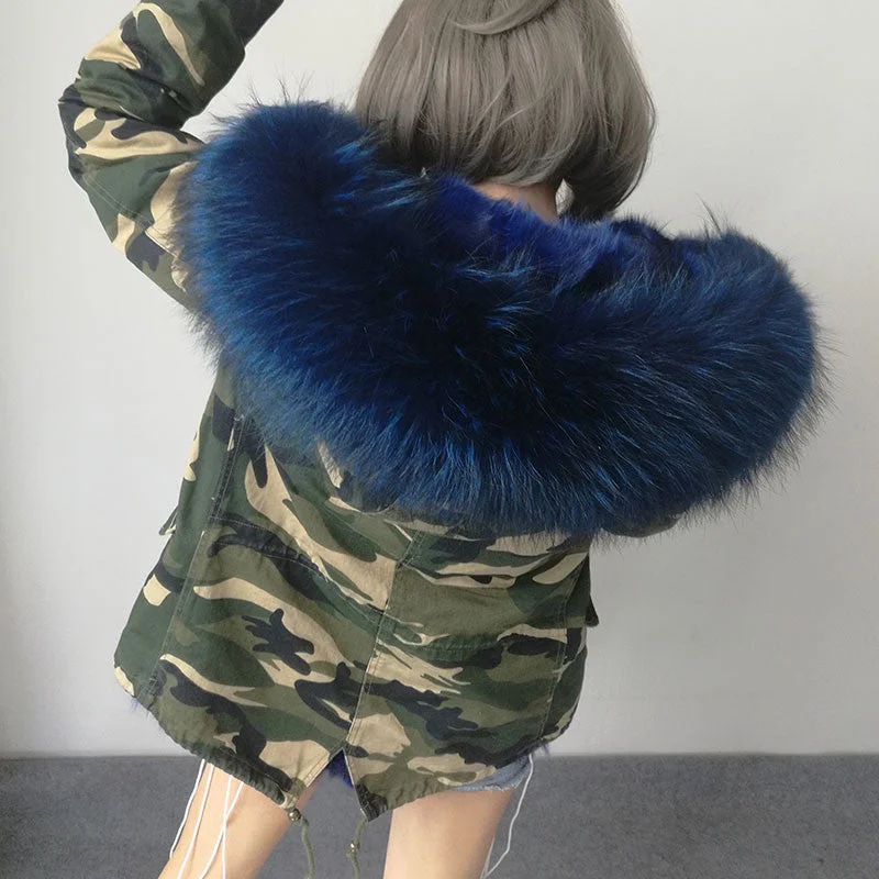 Camo parka blue fur