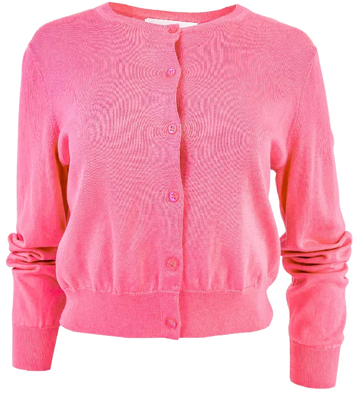 Carolina Herrera Long Sleeve Cardigan in Rose Hooded Caped Shawl Collar