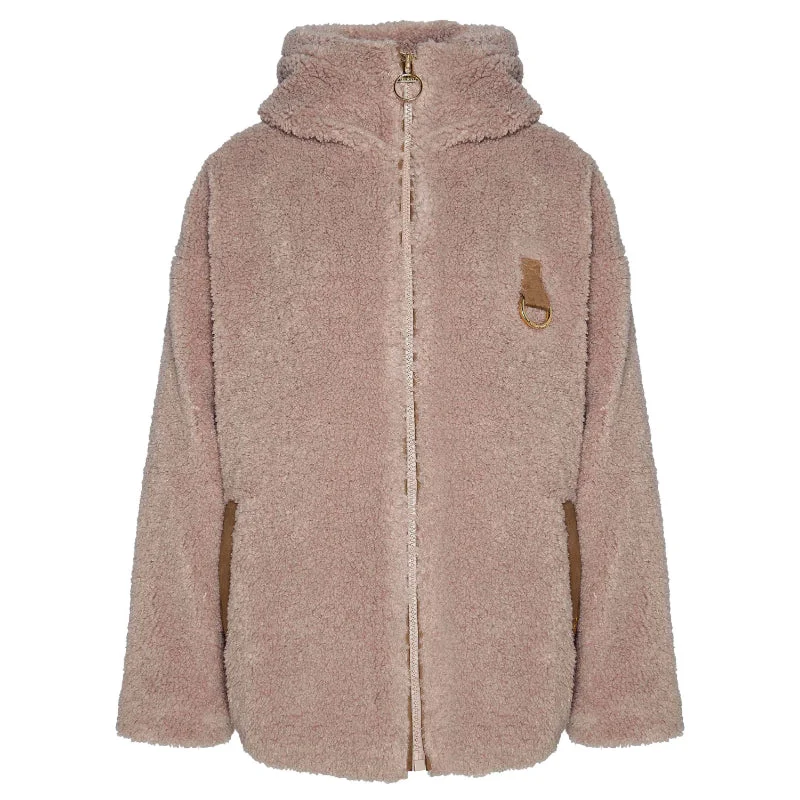 Barbour Amber Ladies Fleece Jacket - Natural/Light Sand/Dark Navy Print Jacket Jacquard Jacket Patchwork Jacket