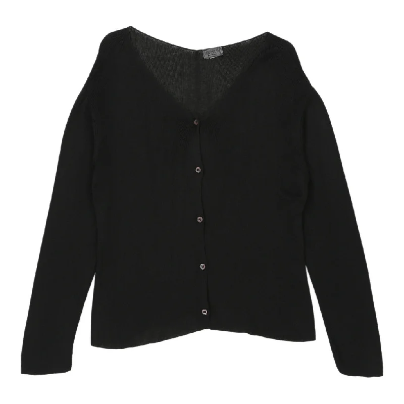 Versus By Versace Cardigan - XL Black Viscose Cardigan Knitwear Sweater