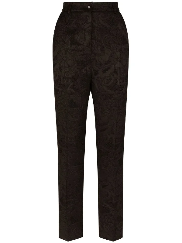 Dolce & Gabbana Women's Trousers Black Trousers Silk Elegant