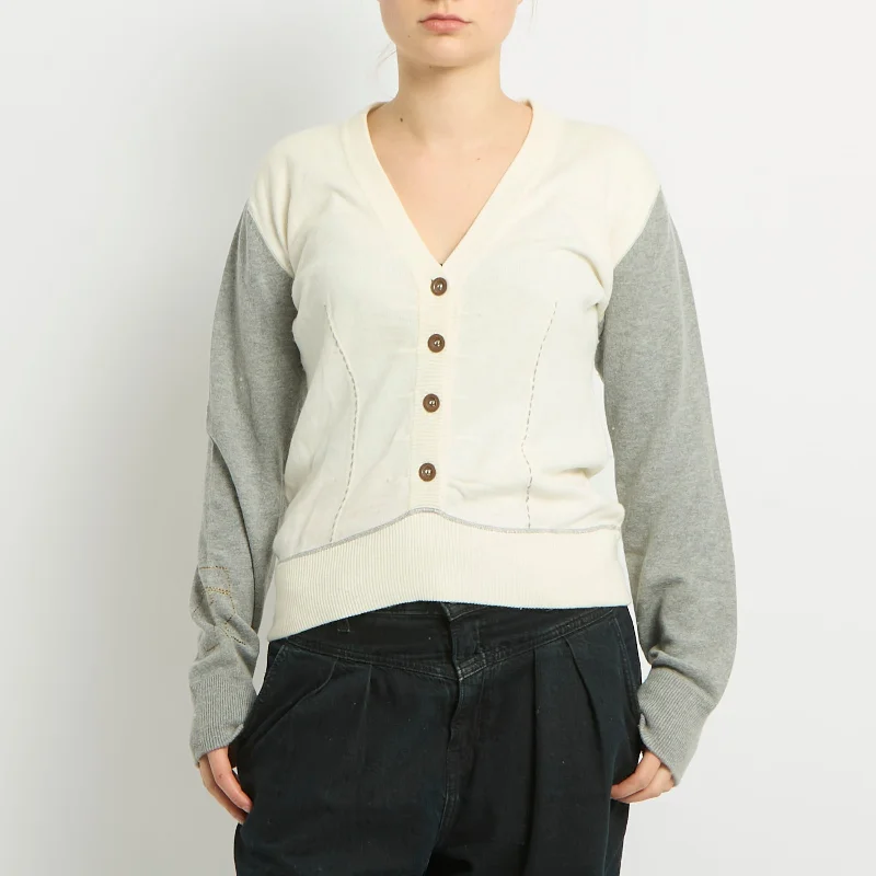 Embroidery Detail Knitted Cardigan - UK 8 Modern Contemporary chic