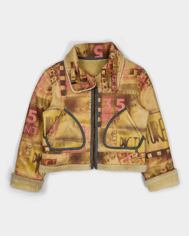 Balmain Shearling Reversible Printed Jacket 2000's Zippered Jacket Buttoned Jacket Snapped Jacket