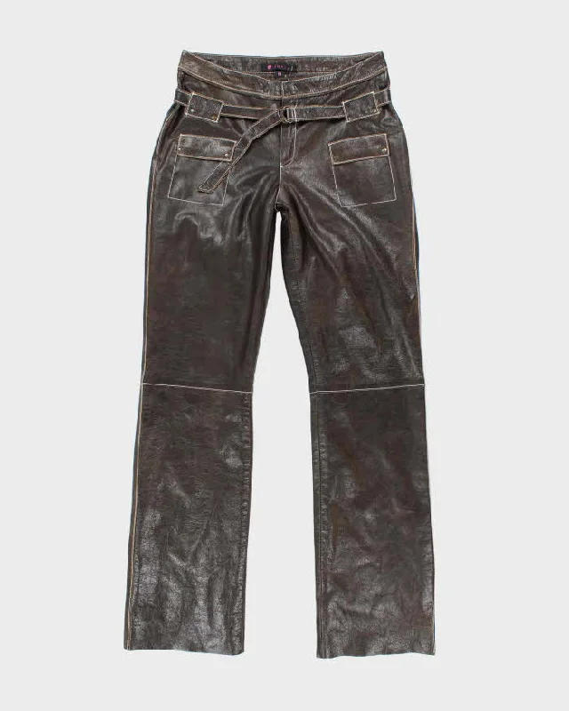 Vintage 90s Lucid Brown Leather Trousers - W32 L33 Trousers luxurious premium