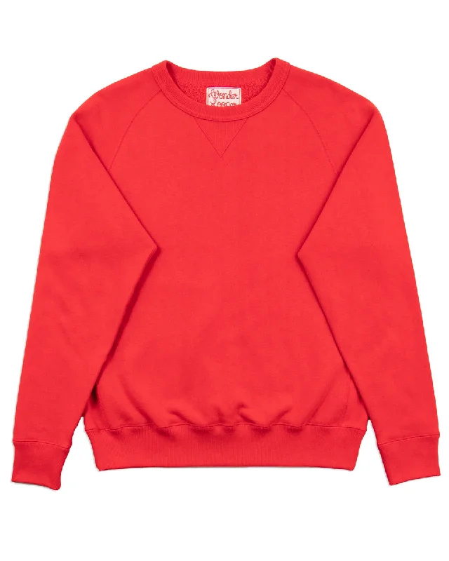 Super Looper French Terry Pullover Crewneck - Red Bardot Neck Top