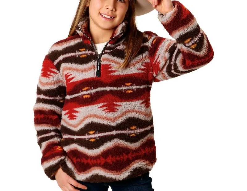 Girl's Fuzzy Polar Fleece Pullover by Roper Jewel Neck Pullover