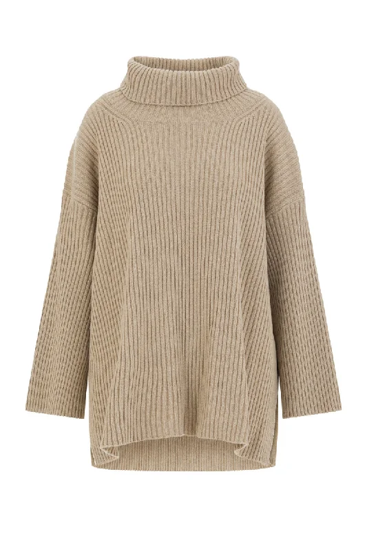 ELINA CASHMERE SWEATER IN SAND Oversized Loose Flowy