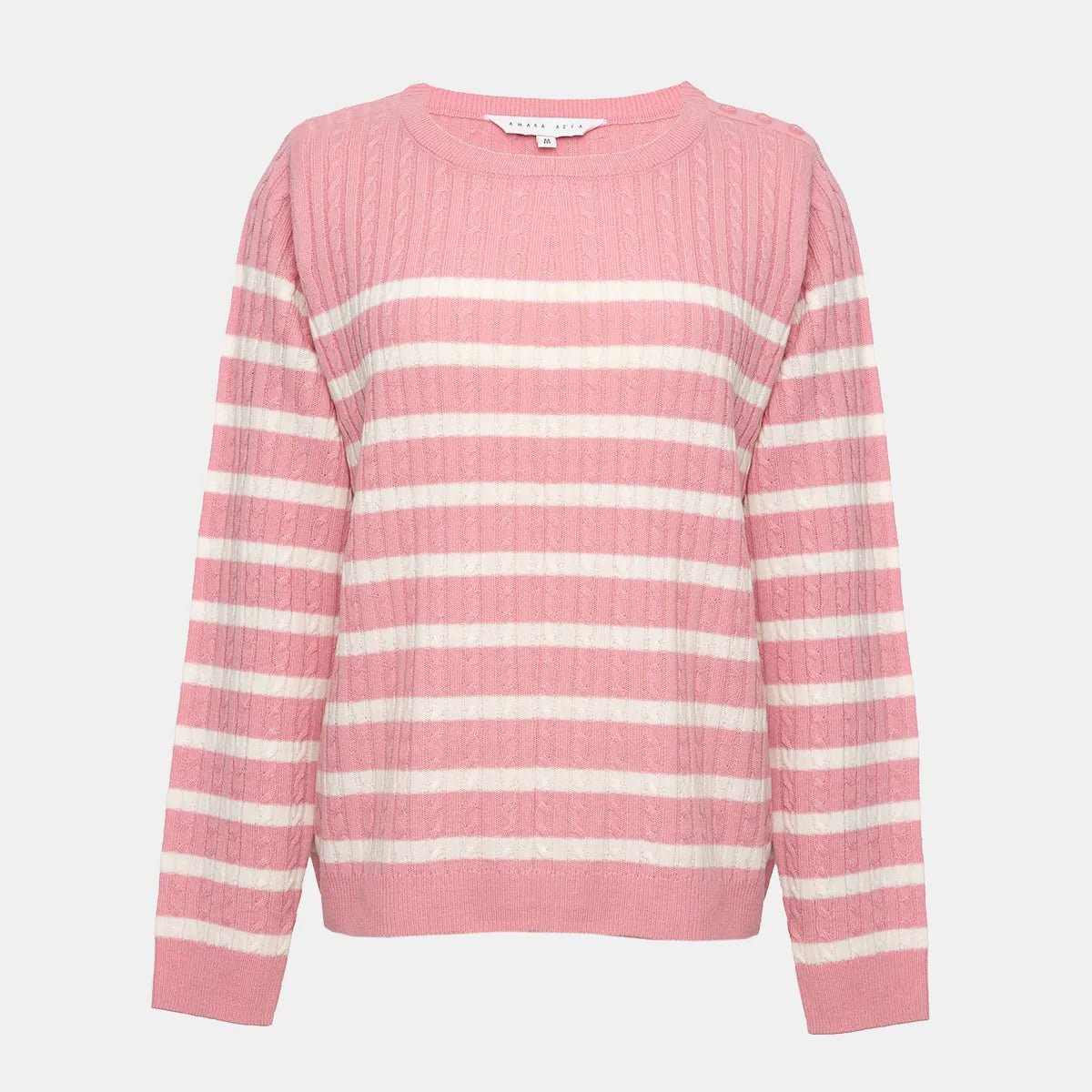 Ladies Striped Cable Knitted Jumper Cotton Fabric Linen Fabric Terry Fabric