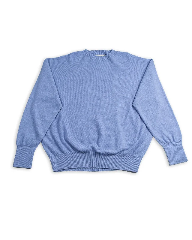 Cashmere Crew Pullover - Serenity Blue 10 Keyhole Neck Pullover