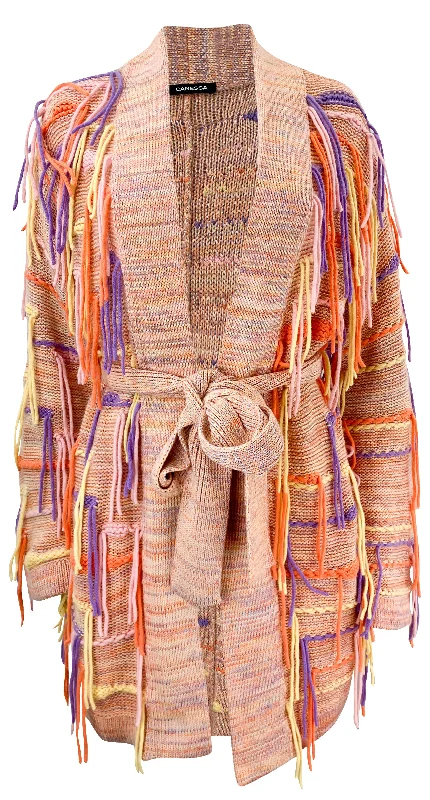 Canessa Embroidered Cardigan in Orange/Purple Rayon Fabric Velvet Fabric Corduroy Fabric