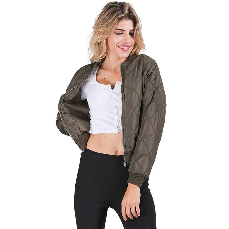 Simplee Apparel Winter pilot basic jacket coat Zipper black bomber jacket women Cool biker outwear short parka veste Zip Front Button Front Snap Front