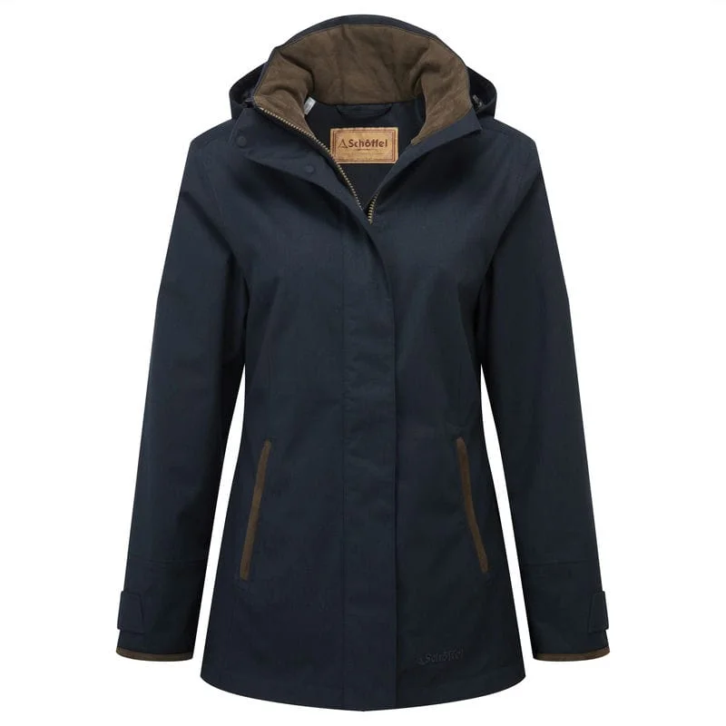 Schoffel Wakerley Ladies Venturi Waterproof Jacket - True Navy Faux Fur Fabric Real Fur Fabric Shearling Fabric