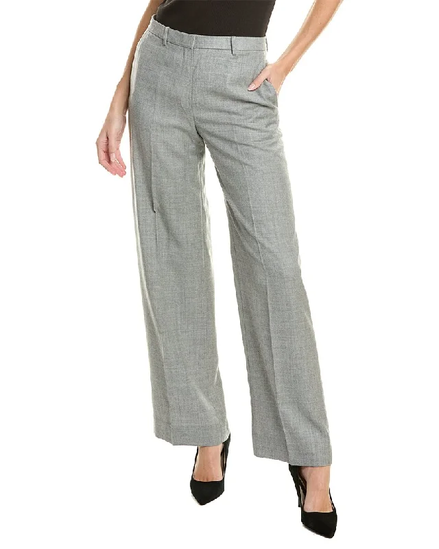 Theory Wool Wide Trouser Trousers Bridal Satin