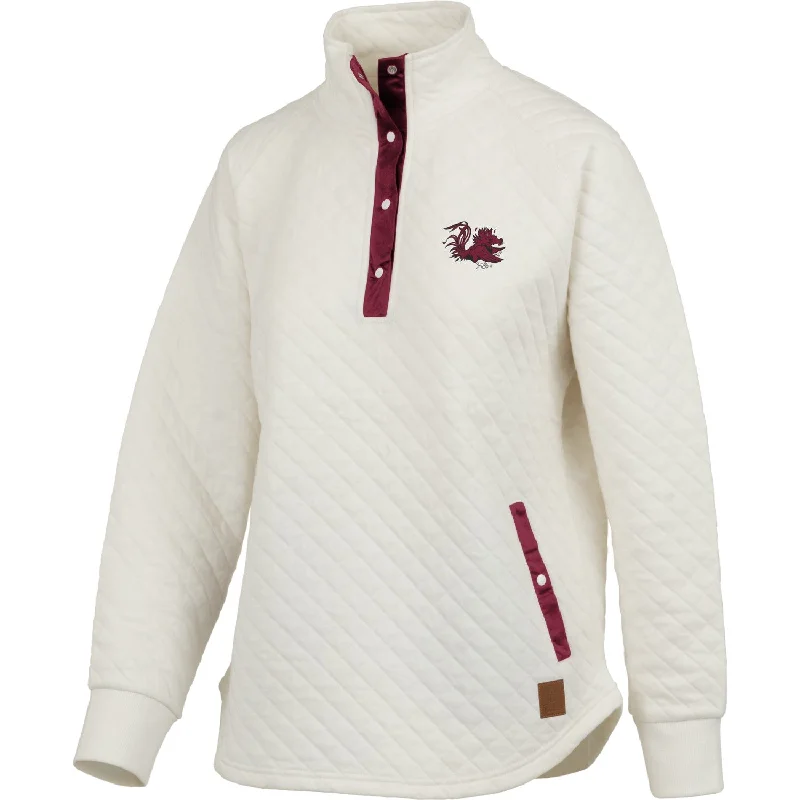 SOUTH CAROLINA GAMECOCKS IVORY CLAIRE 1/4 BUTTON DOWN PULLOVER Over Sleeve Pullover