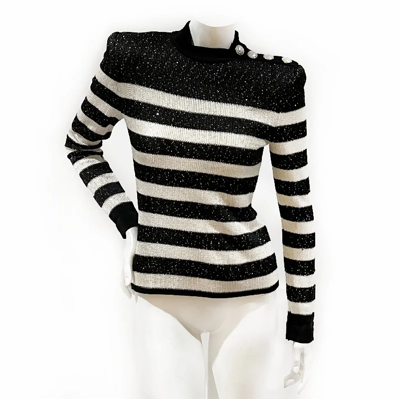 Striped Patterned Sparkle Sweater Cable Knit Ribbed Knit Lace Knit