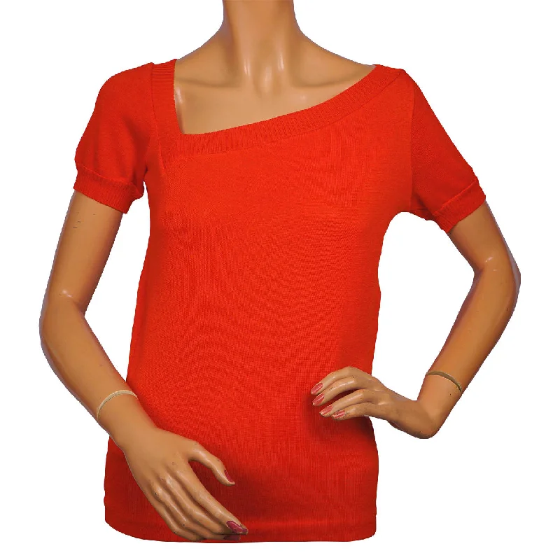 Vintage Yves Saint Laurent Red Sweater Top 1980s Rive Gauche Paris - 36 Lace Blend Ribbed Blend Corduroy Blend