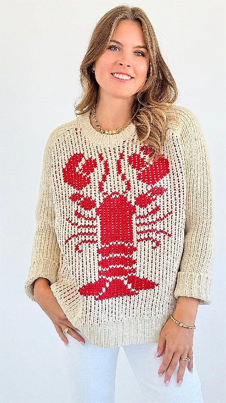 You're My Lobster Pullover - Sand Slouchy Comfort Pullover