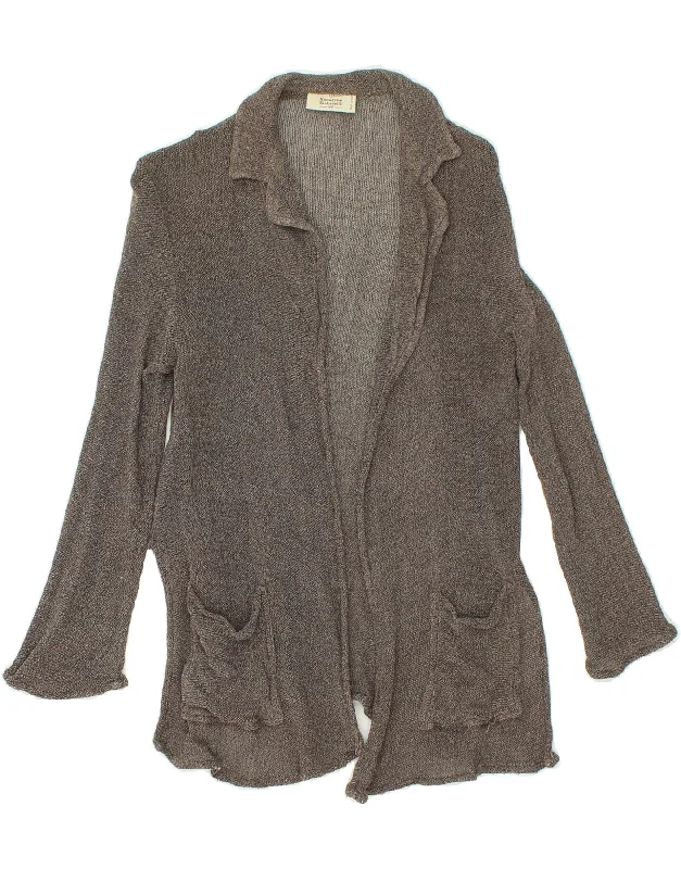 NAZARENO GABRIELLI Womens Long Sleeve Cardigan Top IT 40 Small Grey Silk Bright Pastel Dark