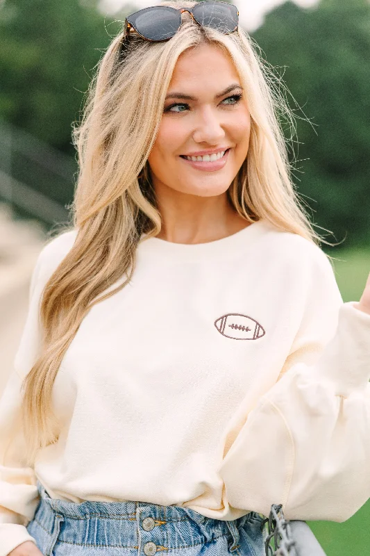 Touchdown Cream Embroidered Pullover Bell Sleeve Stylish