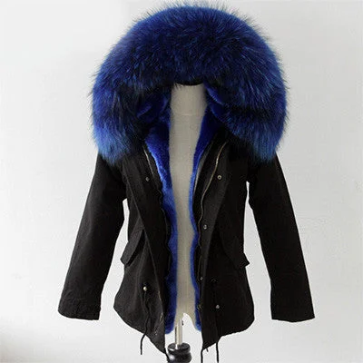 Black parka blue fur