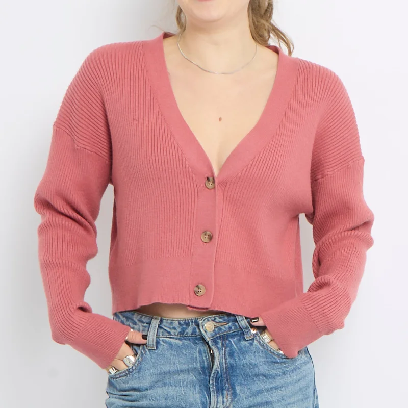 V-Neck Chunky Knit Cardigan - UK 12 Stylish Fashionable Trendy