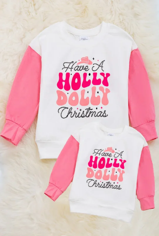 Holly Dolly Christmas Pullover Cable Knit Chunky