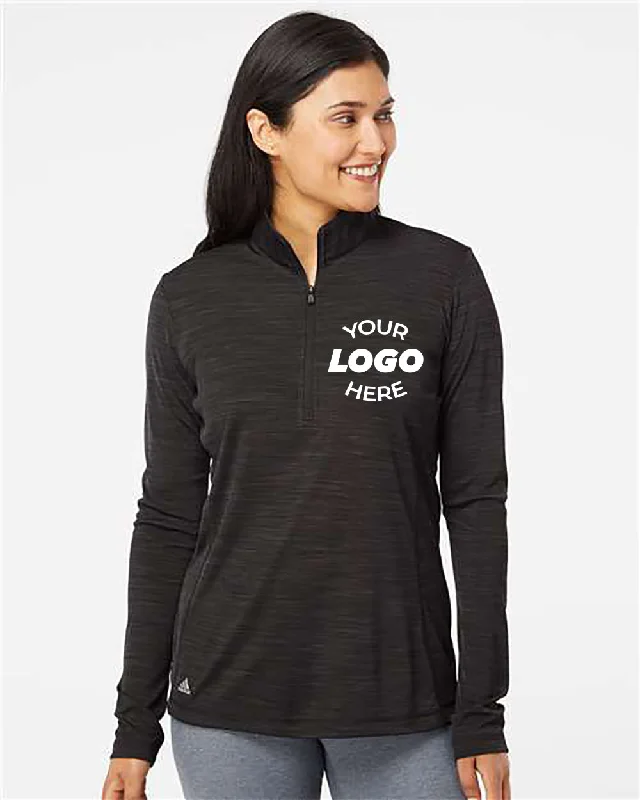 Adidas Women's Lightweight Melange Quarter-Zip Pullover Notched Neck Pullover