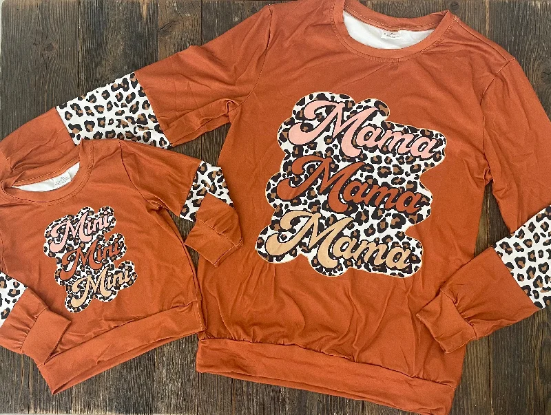 Orange + Leopard Mama/Mini Pullover Fine Merino Wool