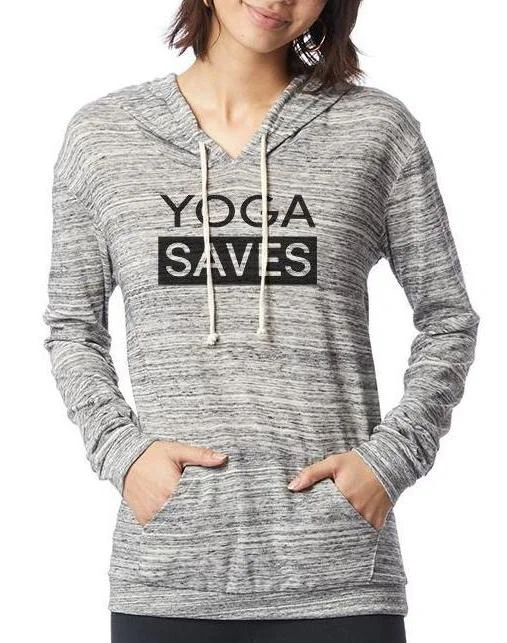 Women's Yoga Saves Eco-Jersey Hooded Pullover Port Neck Pullover