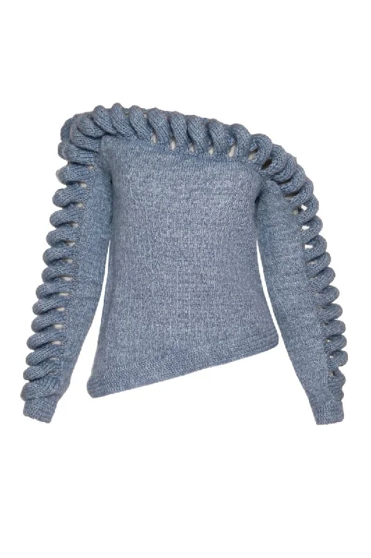 CULT MIA X LIYA SHOULDER FRAME SWEATER Mesh Sweater Canvas Denim