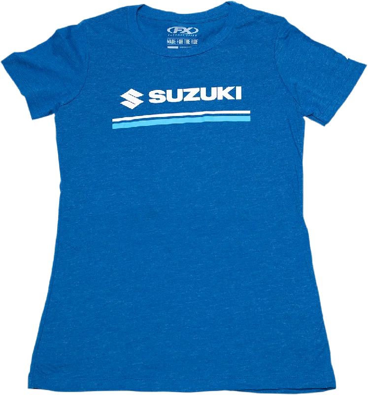 FACTORY EFFEX Women's Suzuki Stripes T-Shirt - Royal Blue - Medium 22-87432 Print Jacquard Patchwork