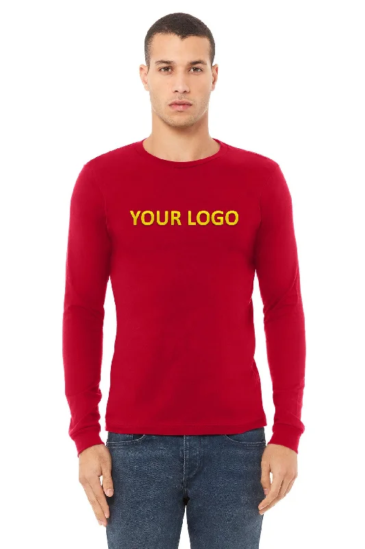 Bella Canvas Unisex Jersey Long Sleeve T-Shirt, Red Notch Collar Peter Pan Collar Cowl Neck