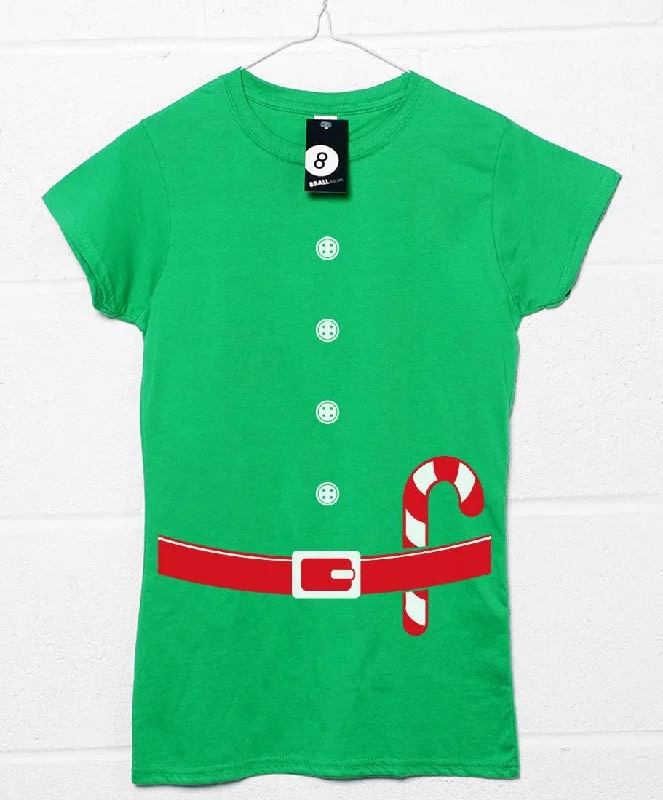 Christmas Elf Fitted Womens T-Shirt Wool Fabric Cashmere Fabric Tweed Fabric