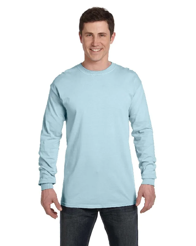 Comfort Colors Garment-Dyed Long Sleeve T-Shirt | Chambray Houndstooth Herringbone Solid