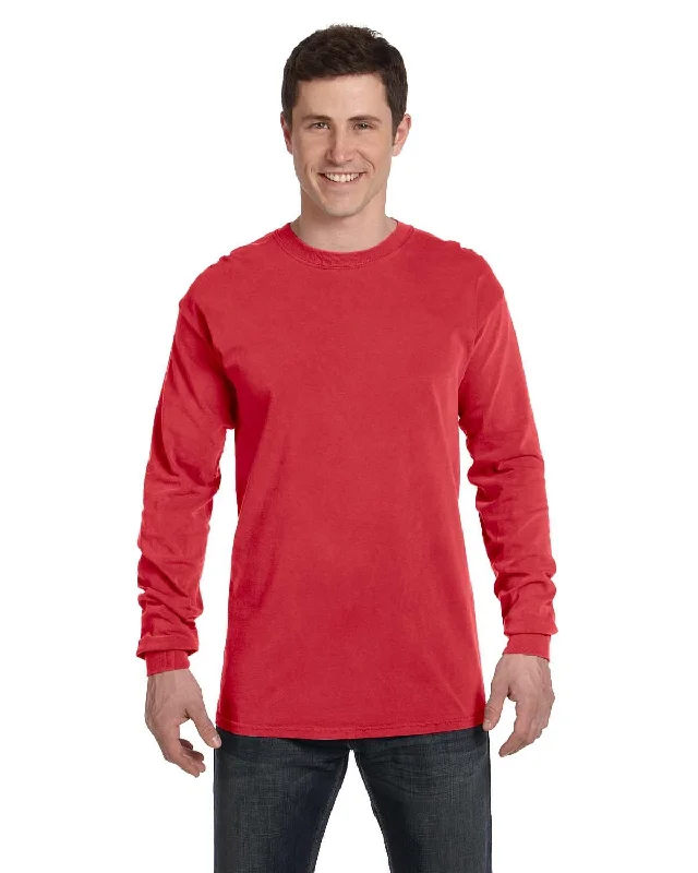 Comfort Colors Garment-Dyed Long Sleeve T-Shirt | Red Terry Blend Velvet Blend Canvas Blend