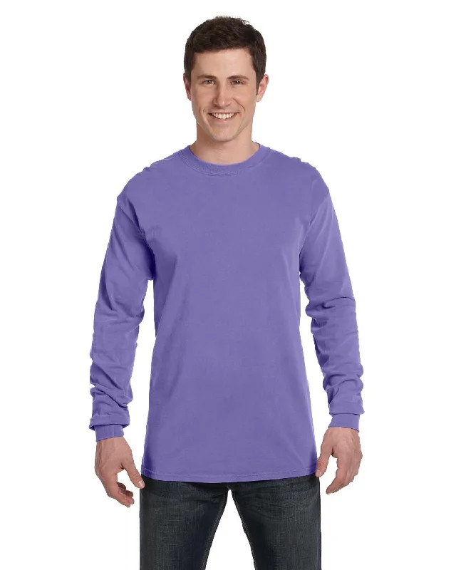 Comfort Colors Garment-Dyed Long Sleeve T-Shirt | Violet Sequined Glittery Shiny