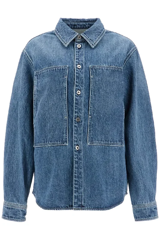 Denim Overshirt Ribbed Striped Patterned