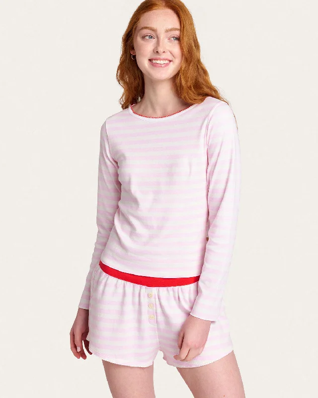 Ellie Tee in Candy Cane Thin T-Shirt Open Front Quick Dry