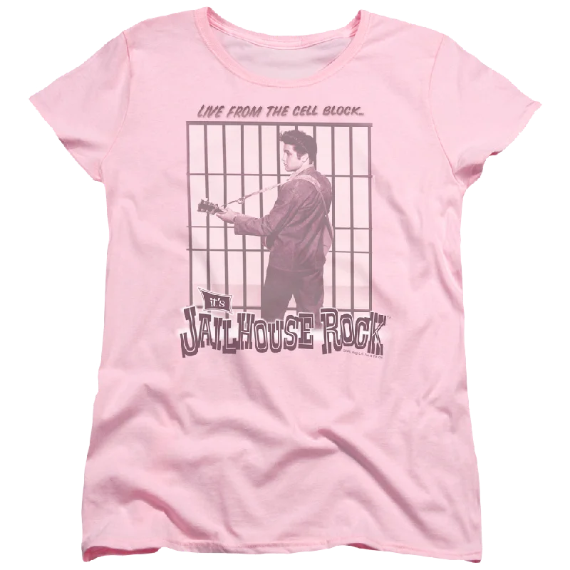 Elvis Presley Cell Block Rock - Women's T-Shirt Real Fur Shearling Chenille